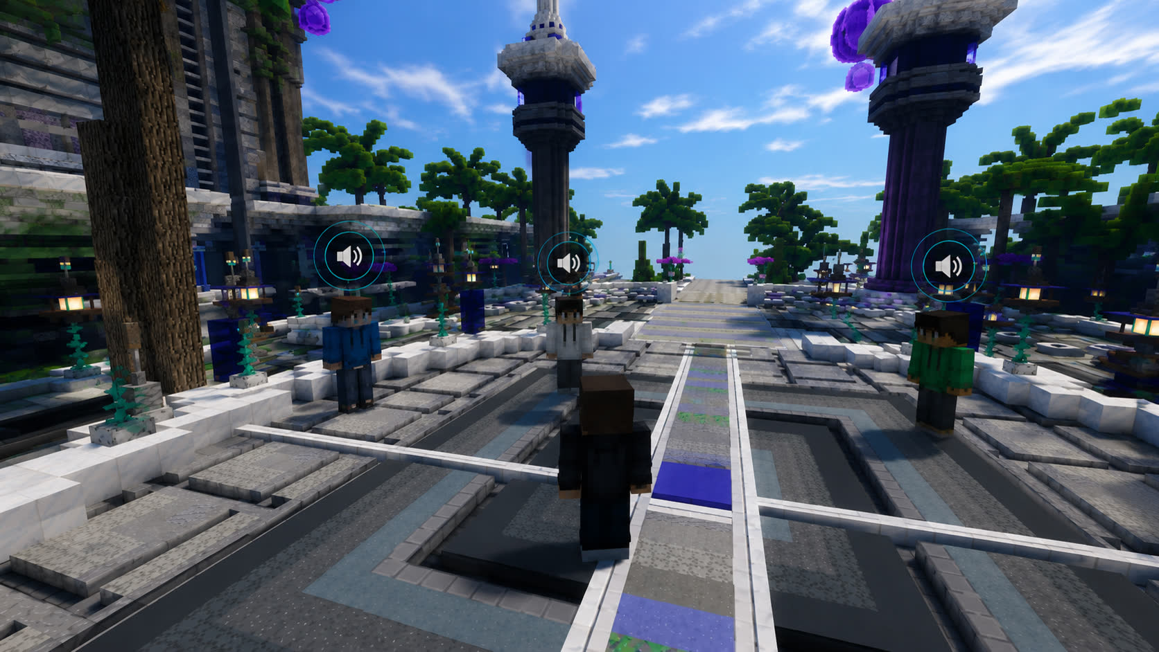 Proximity Voice Chat — echte Spieler am Spawn mit Voice-Chat-Indikatoren