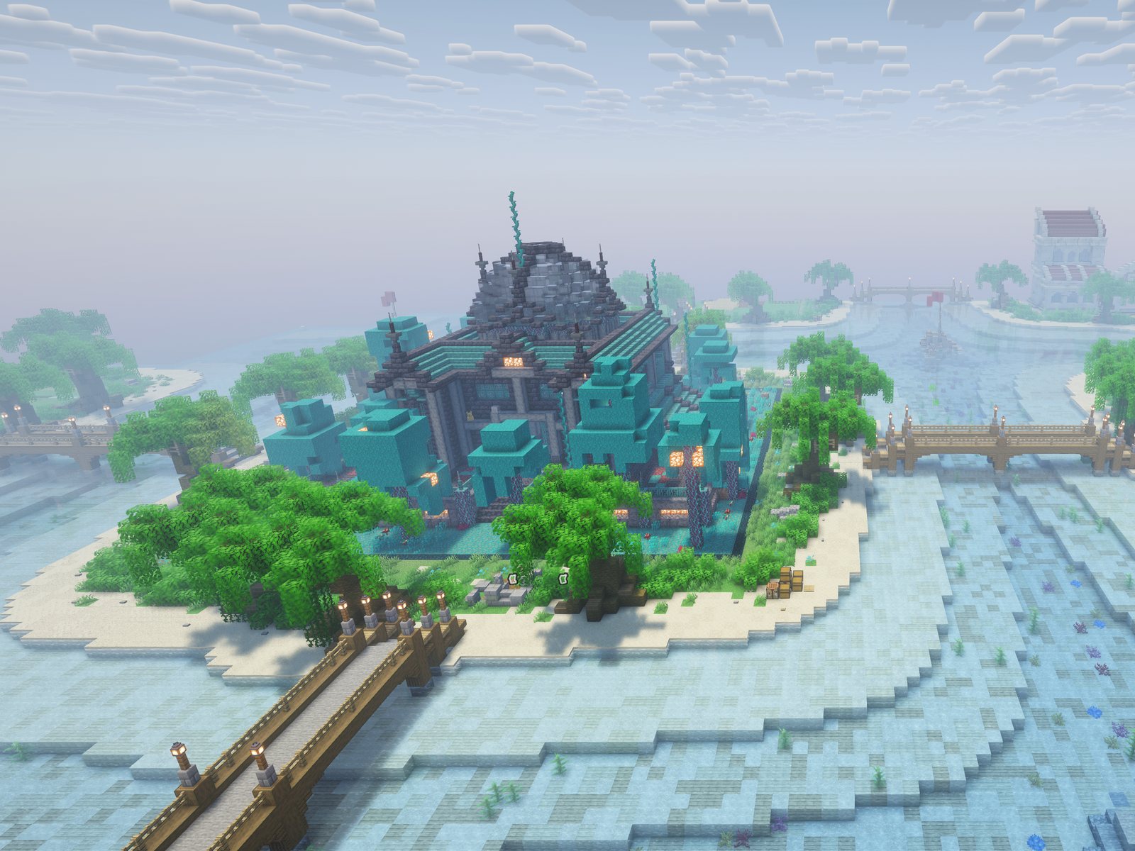 Grundstück als Insel mit Brücken in der Plotwelt von BlockariaPrime