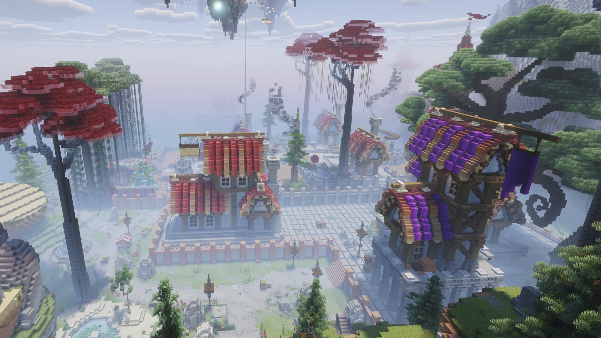 Hauptplatz am neuen Spawn, wo sich Spieler treffen